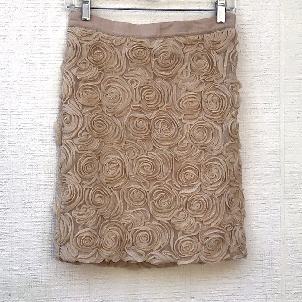 Banana Republic rosette appliqué pink gold skirt